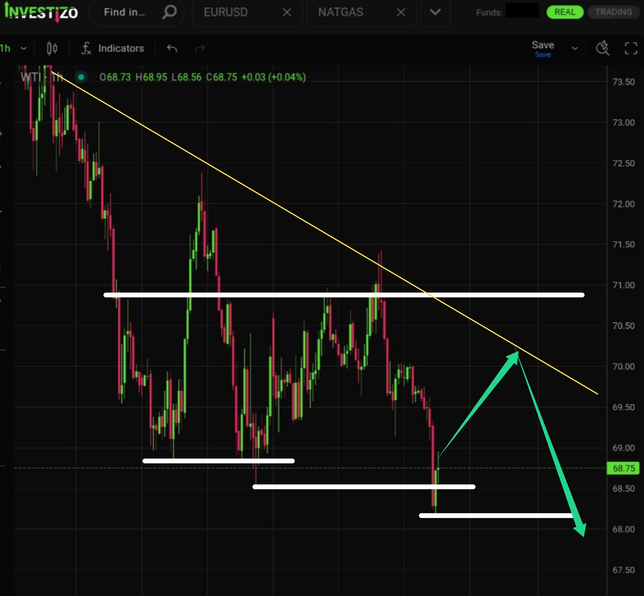 WTI Crude Oil, Technical Analysis – H1